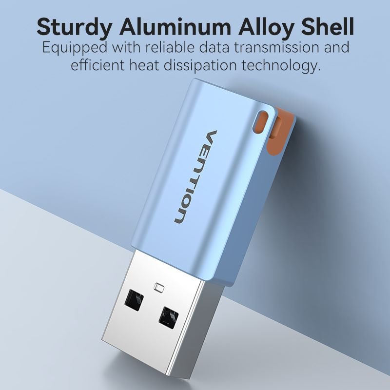 Vention USB 3.1 Type-A Male to USB-C Female Adapter with Lanyard Gray Aluminum Alloy Type