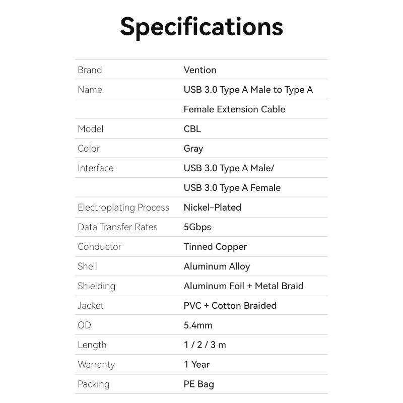 Vention USB 3.0 Extension Cable