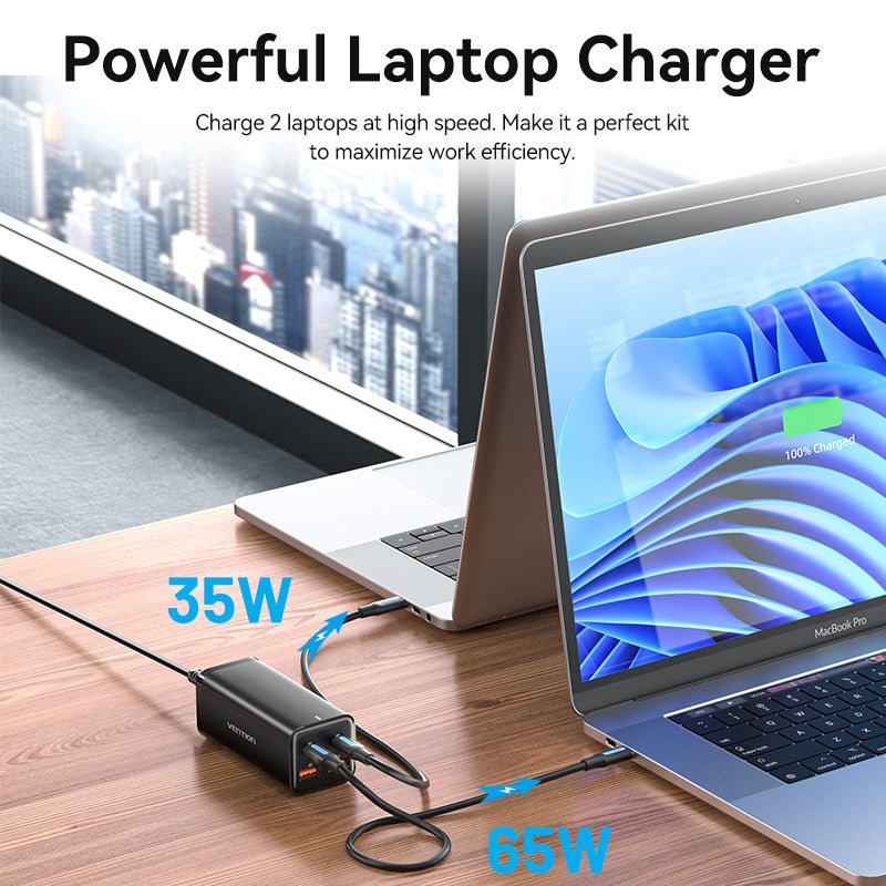 Vention 4-Port USB (C+C+A+A) GaN Charger (100W/100W/18W/18W) EU-Plug