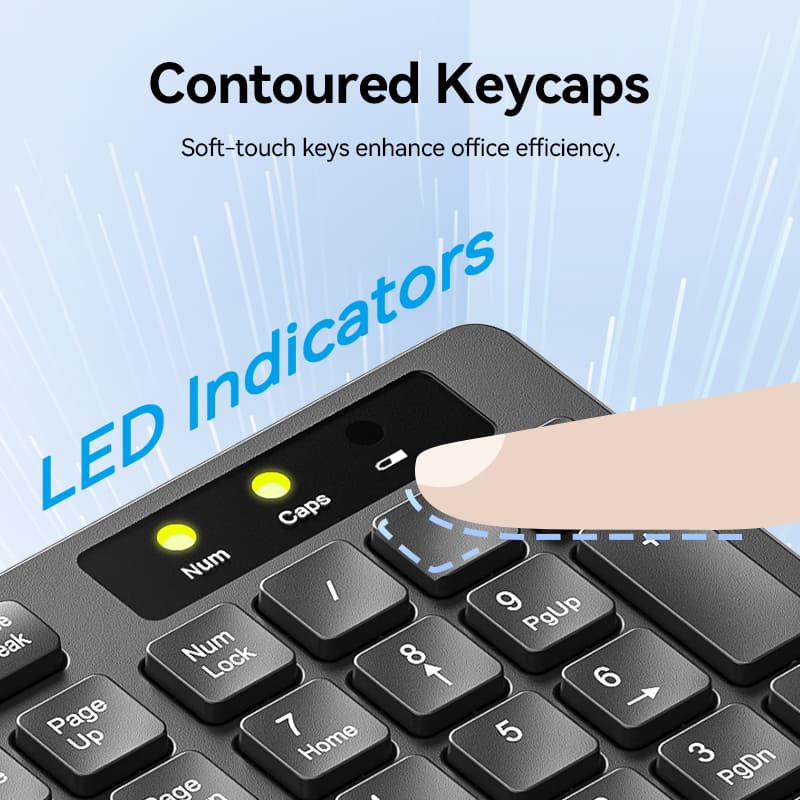 Vention Wireless Full-Sized Keyboard and Mouse Combo with Mouse Pad Black Slim Type - US English Layout