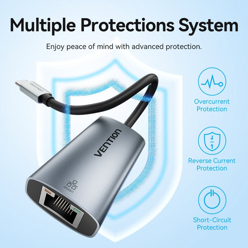 Vention USB-C to Gigabit Ethernet Adapter 0.15M Gray Aluminum Alloy Type