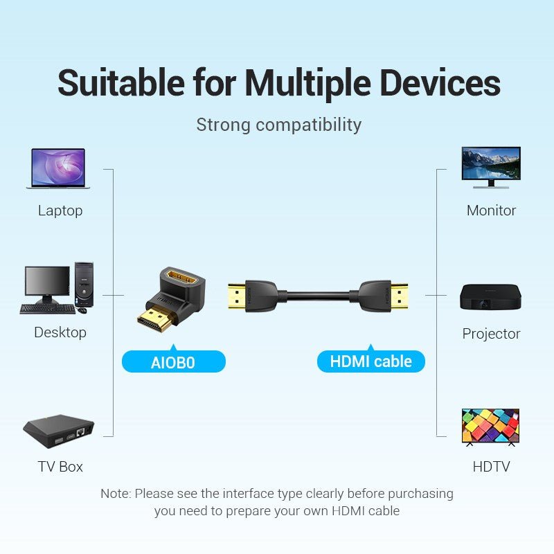 Vention HDMI™ 90 Degree Male to Female Adapter Black