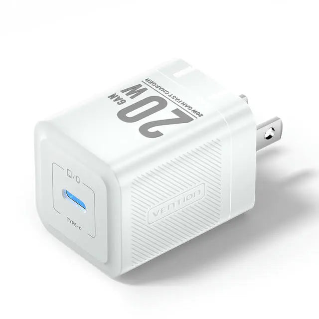 Vention 1-Port USB-C GaN Charger (20W) US-Plug Black