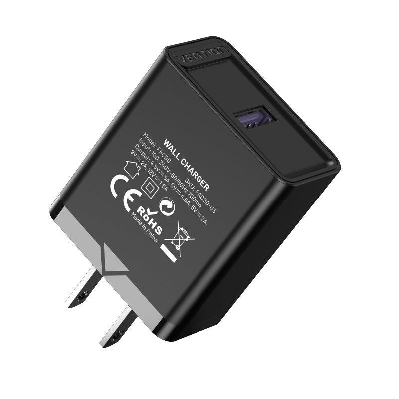 Vention 1-port USB Wall Charger(22.5W) US-Plug Black