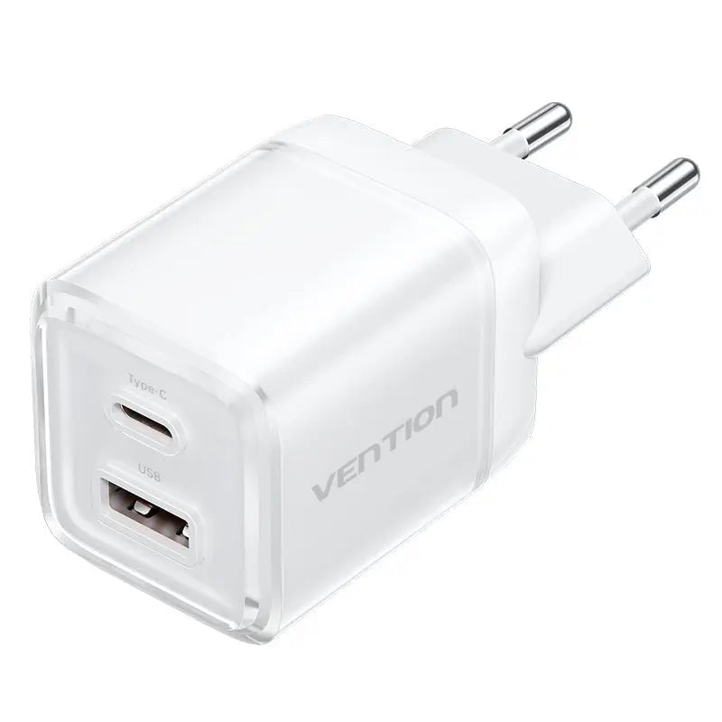 Vention 2-Port USB (C + A) GaN Charger (30W/30W) EU-Plug