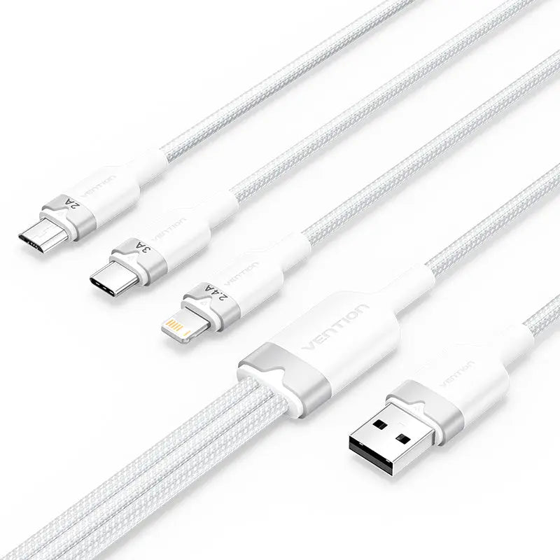 Vention USB 2.0 A Male to 3-in-1 USB-C & Lightning & Micro-B Male 3A Cable Aluminum Alloy Type