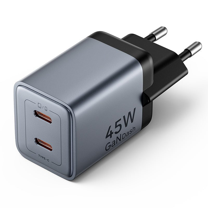 Vention 2-Port USB (C + C) GaN Charger (45W/45W) EU-Plug Gray