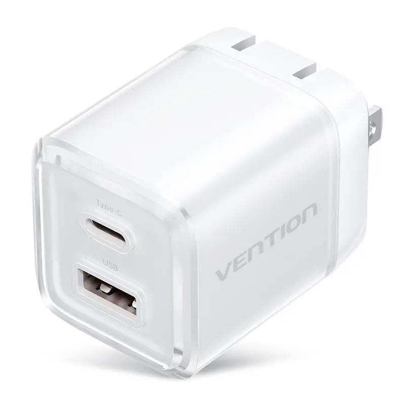 Vention 2-Port USB (C + A) GaN Charger (30W/30W) US-Plug