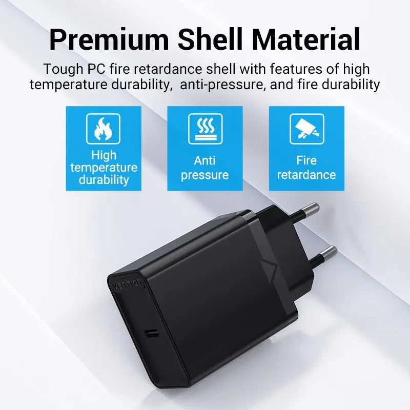Vention 1-Port USB-C Wall Charger 20W EU-Plug