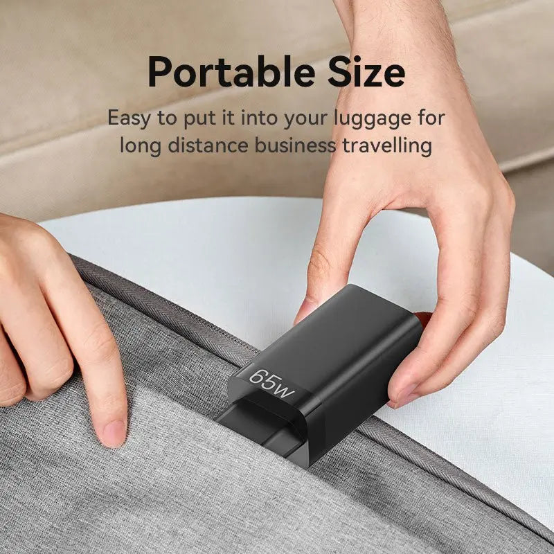 Vention 3-Port USB(C+C+A) GaN Charger(65W/30W/30W) EU-Plug
