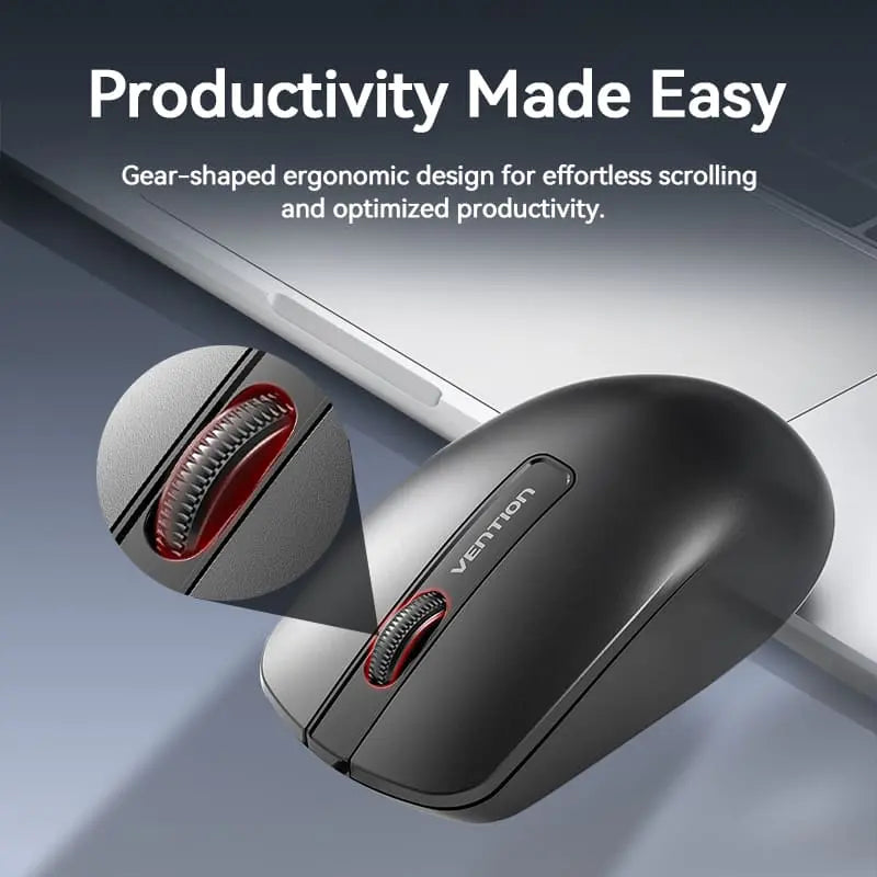 Vention 3-Button Wireless Computer Mouse with USB Receiver Black