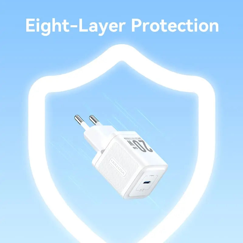 Vention 1-Port USB-C GaN Charger 20W EU-Plug