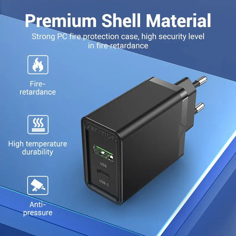 Vention 2-Port USB(A+C) Wall Charger (18W/20W) EU-Plug