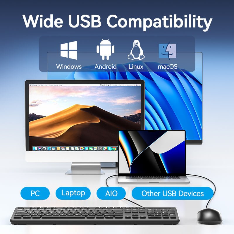 Vention 3-Button USB Wired Computer Mouse 1.5M Black
