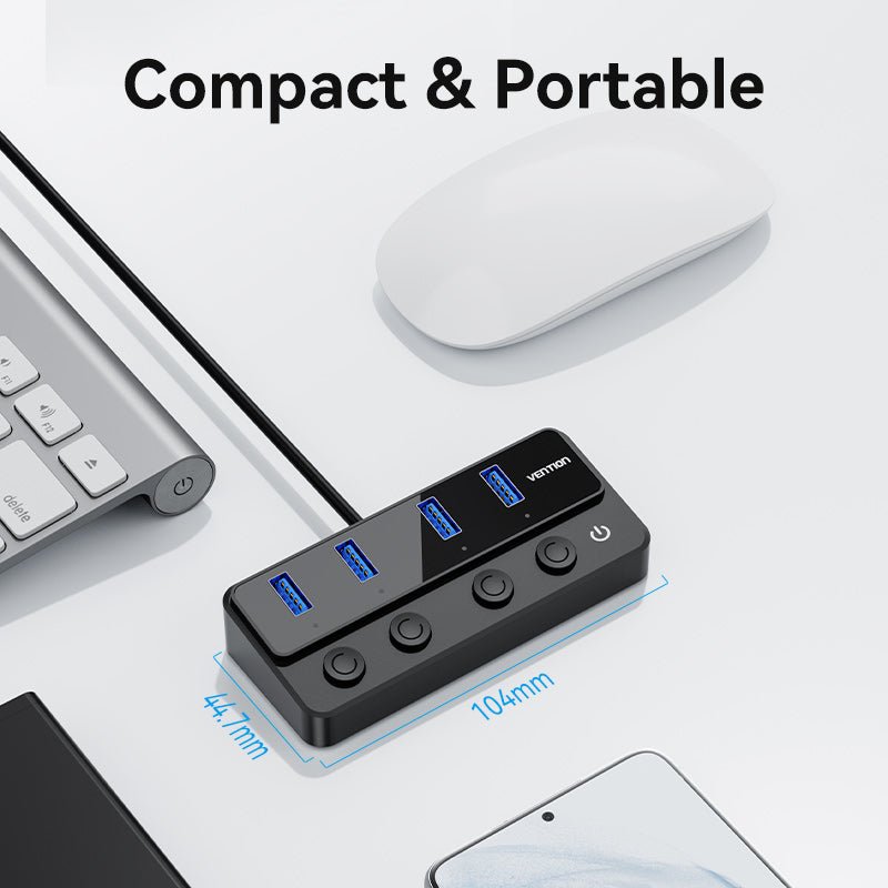 Vention 5-in-1 USB 3.0 Hub with Individual Power Switches