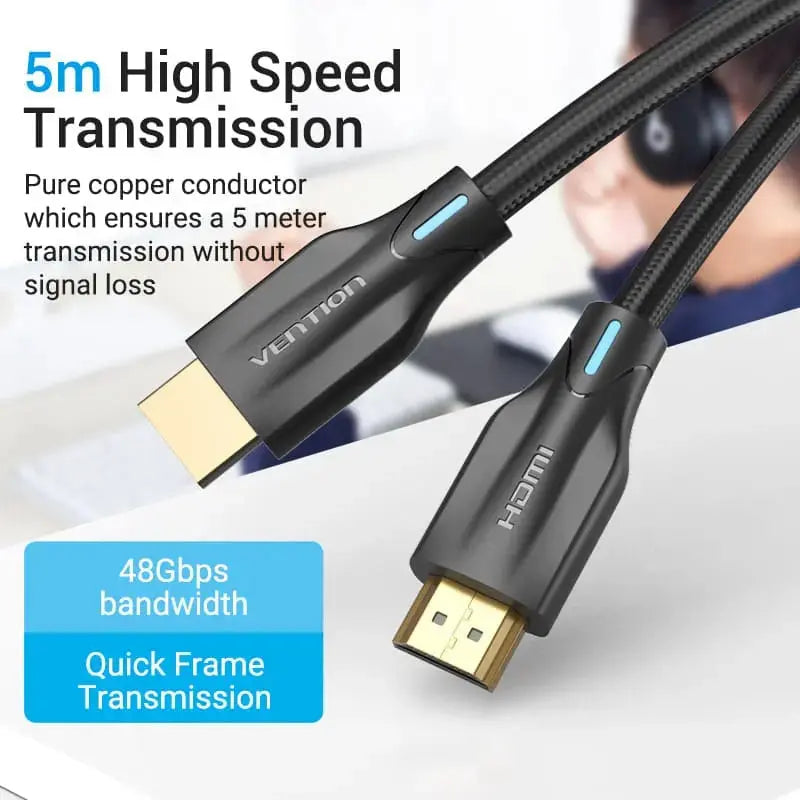 Vention Cotton Braided 8K HDMI™ Cable Black