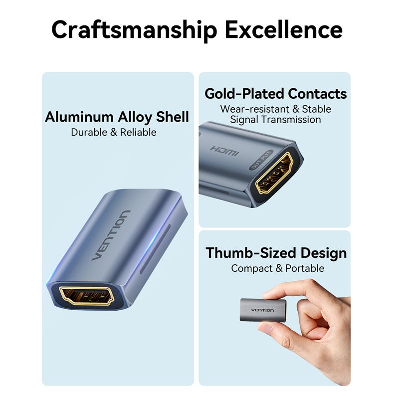 Vention HDMI™ Female to Female Repeater Gray Aluminum Alloy Type