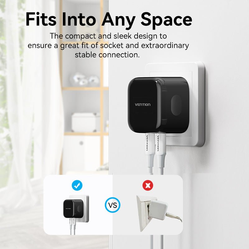 Vention 2-Port USB(C+C) GaN Charger (35W/35W) EU-Plug