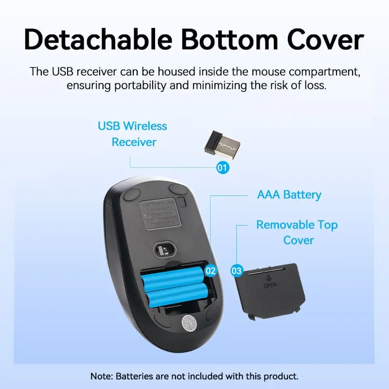 Vention 3-Button Wireless Computer Mouse with USB Receiver Black