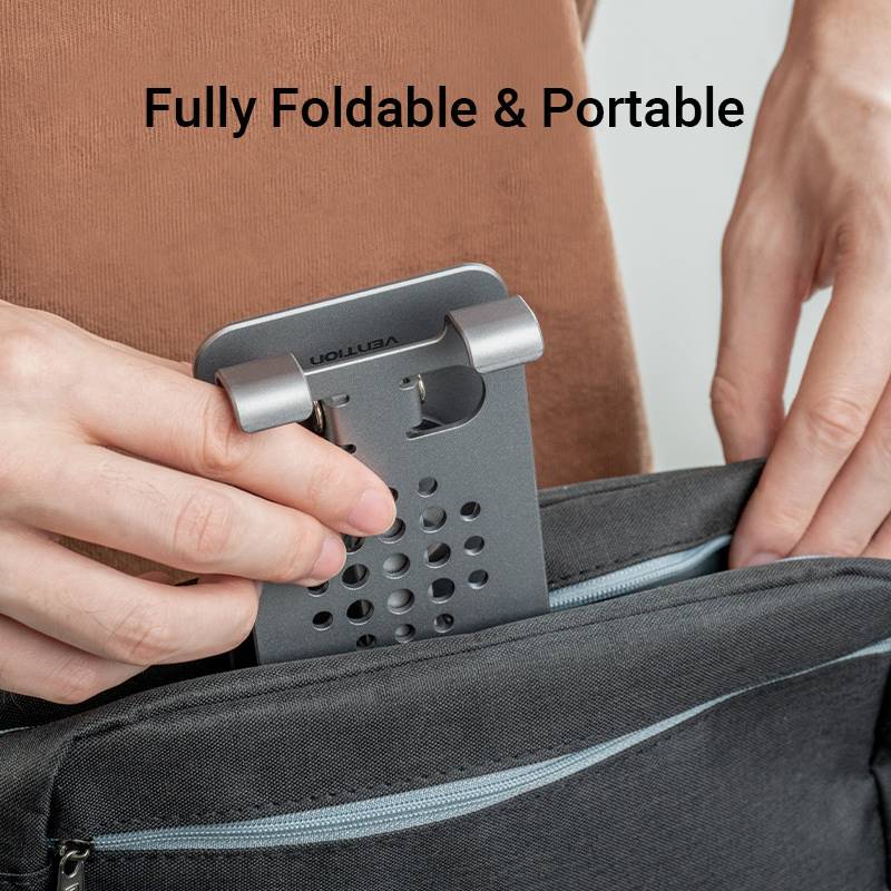 Vention Articulating Desk Phone Stand with 360° Rotatable Base Gray Aluminium Alloy Type