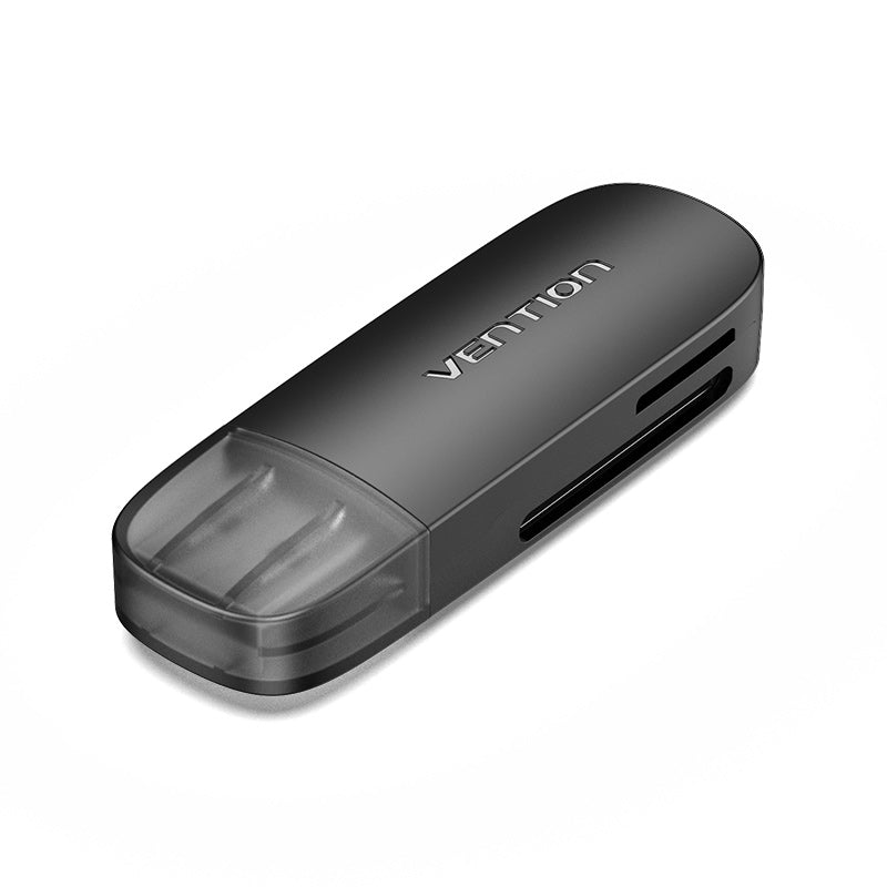 Vention 2-in-1 USB 2.0 A Card Reader(SD+TF) Black Single Drive Lette
