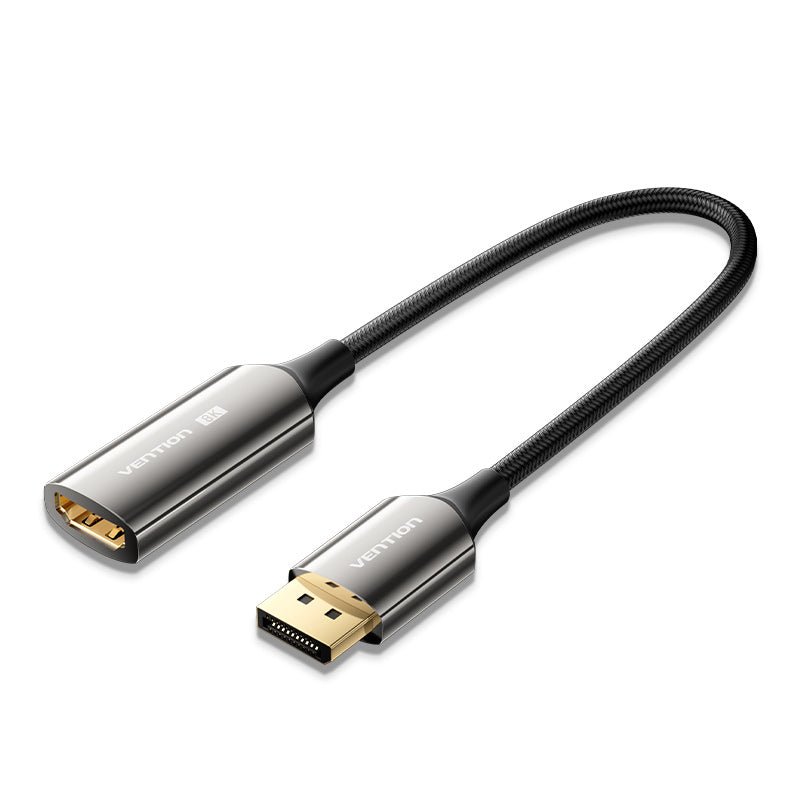 Vention Cotton Braided DP Male to HDMI™ Female 8K Converter 0.25M Black Zinc Alloy Type