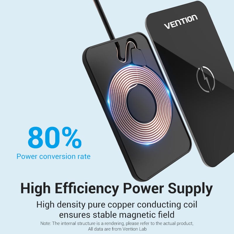 Vention Wireless Charger 15W Ultra-thin Mirrored Surface Type 0.05M Black