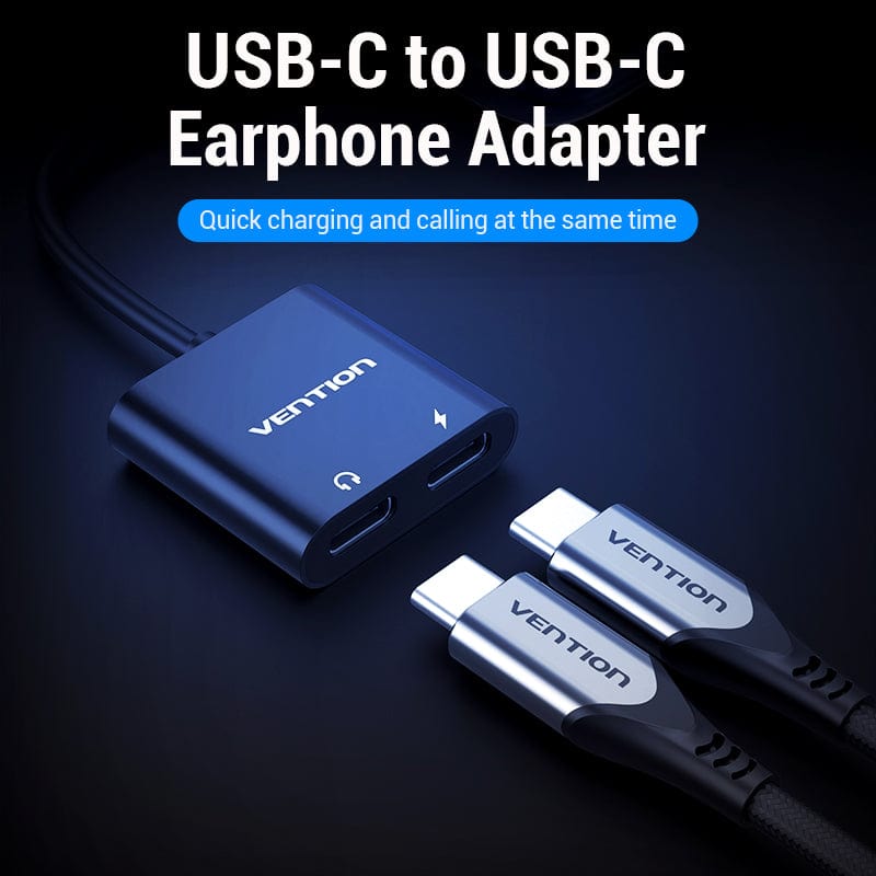 2 in 1 USB C to Dual Digital Type C HeadPhone Adapter