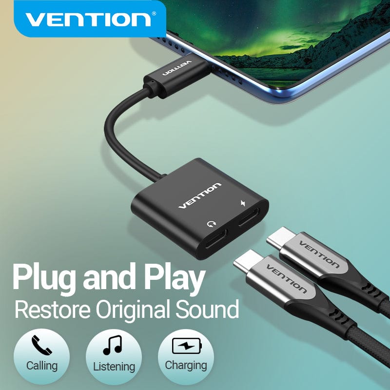 2 in 1 USB C to Dual Digital Type C HeadPhone Adapter