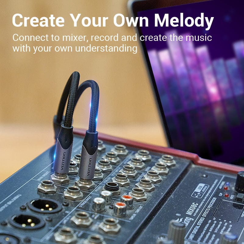Vention 3.5mm to Double 6.5mm TRS Cable AUX Male Mono 6.5 Jack to Stereo 3.5 Jack Audio Cable for Mixer Amplifier 6.35 Adapter