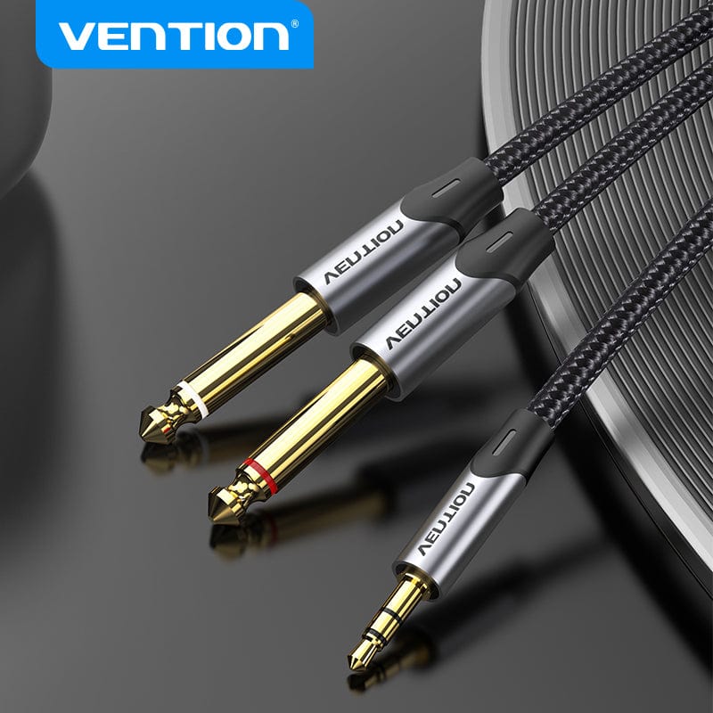 Vention 3.5mm to Double 6.5mm TRS Cable AUX Male Mono 6.5 Jack to Stereo 3.5 Jack Audio Cable for Mixer Amplifier 6.35 Adapter
