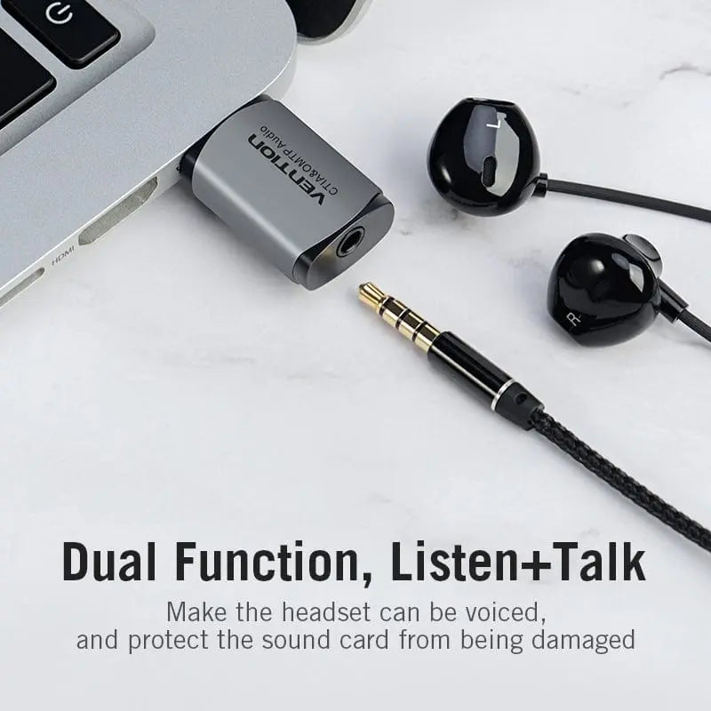 Vention USB External Sound Card Gray Metal Type (OMTP-CTIA)