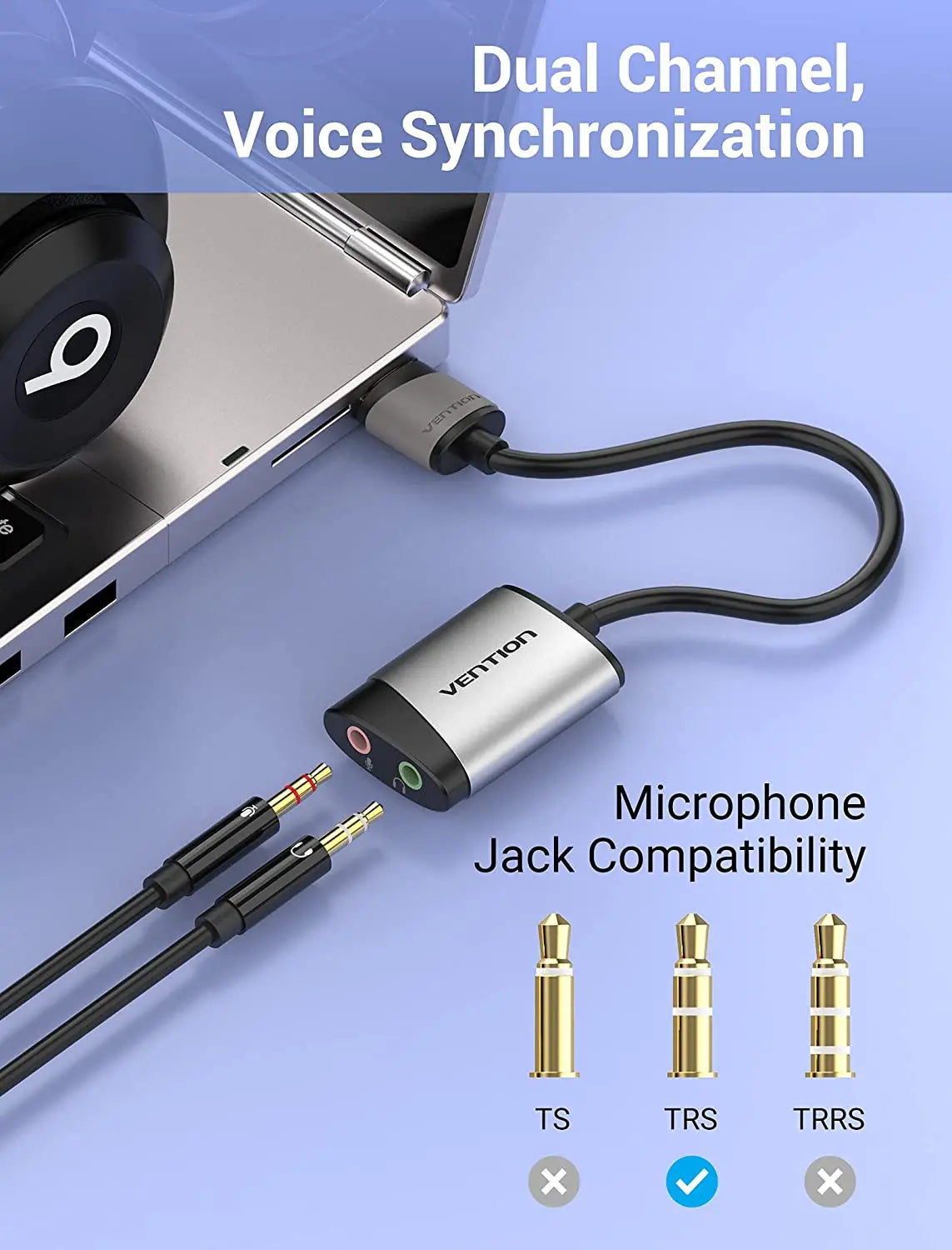 Vention USB External Sound Card 0.15M Gray Metal Type