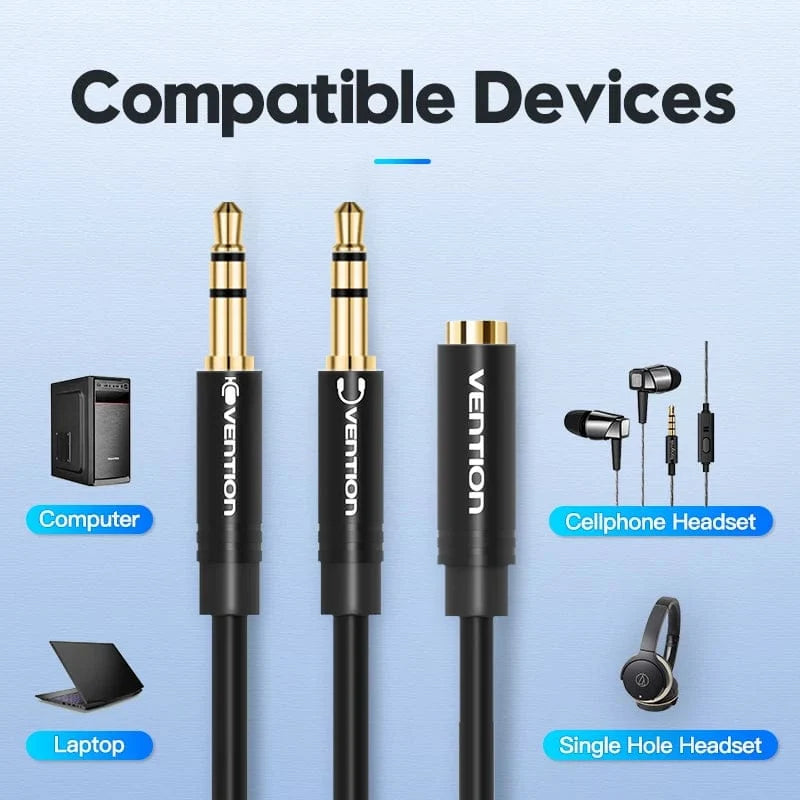 Vention 2 in 1 3.5mm Audio Cable