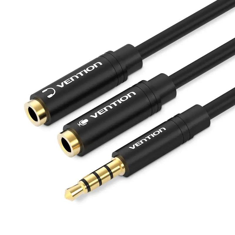 Vention 4 Pole 3.5mm Male to 2*3.5mm Female Stereo Splitter Cable
