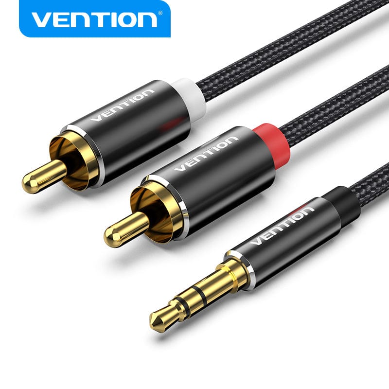 Vention Cotton Braided 3.5mm Male to 2RCA Male Audio Cable Blue Aluminum Alloy Type