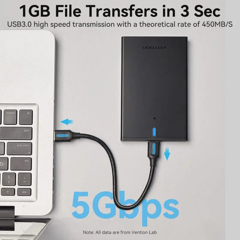 Vention 2.5 Inch SATA Hard Drive Enclosure (USB 3.0 Micro-B) Black