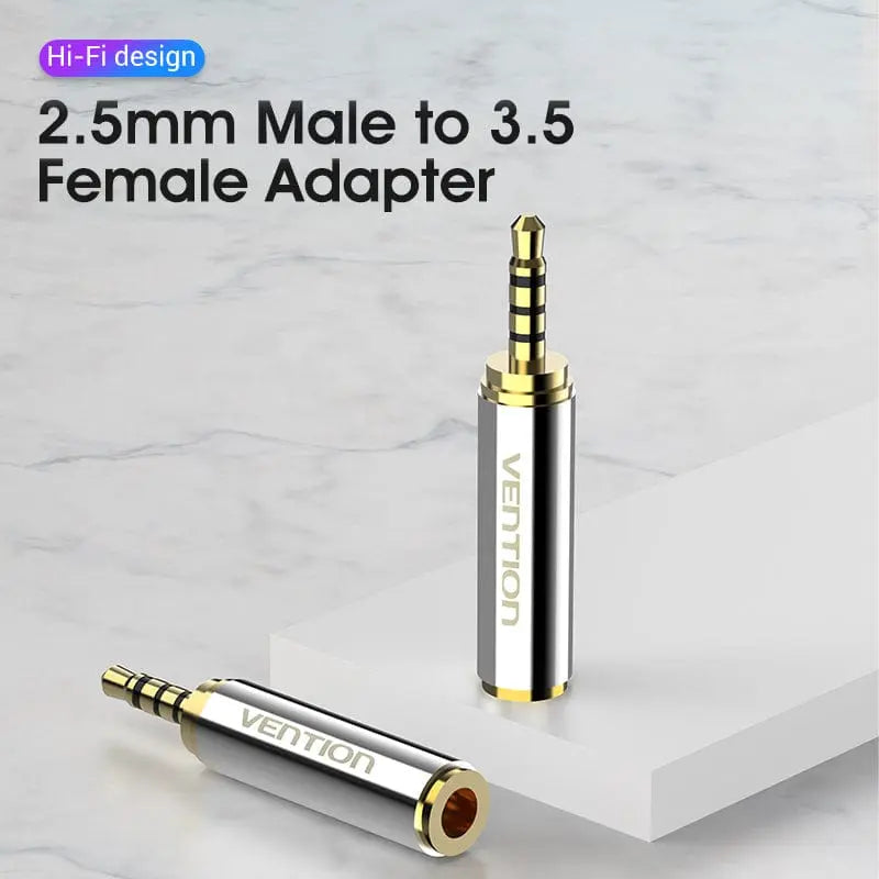 Vention 2.5mm Male to 3.5mm Female Audio Adapter Silvery Metal Type