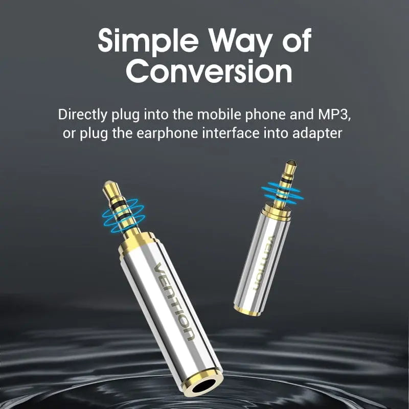 Vention 2.5mm Male to 3.5mm Female Audio Adapter Silvery Metal Type