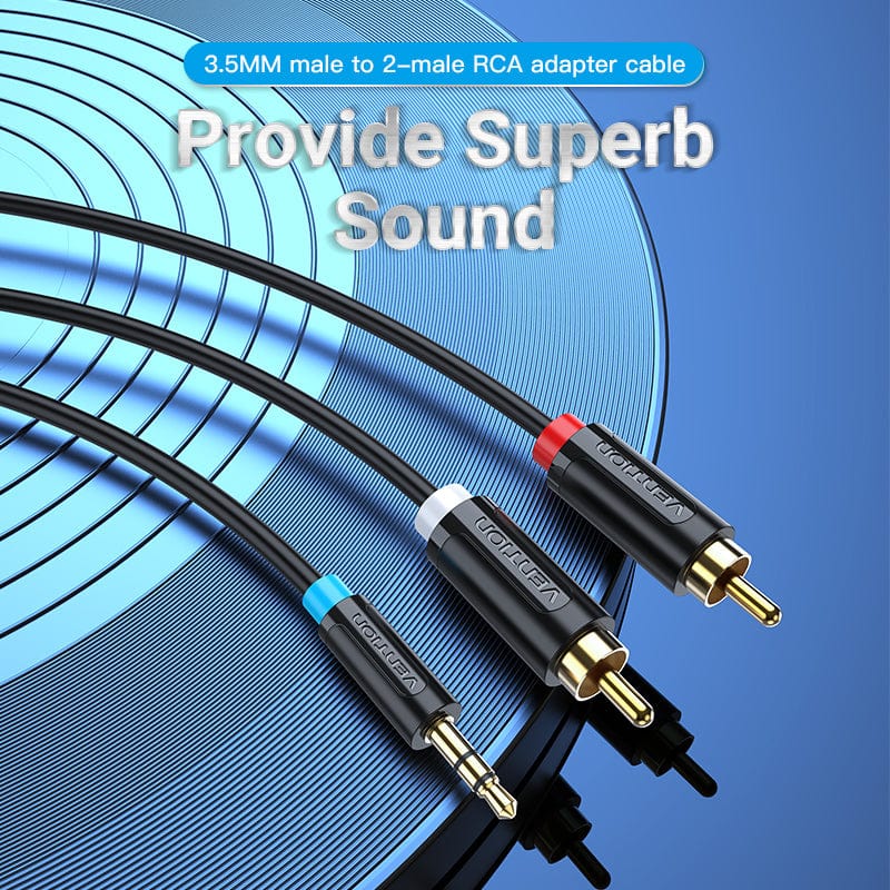 Vention 3.5MM Male to 2-Male RCA Adapter Cable Black