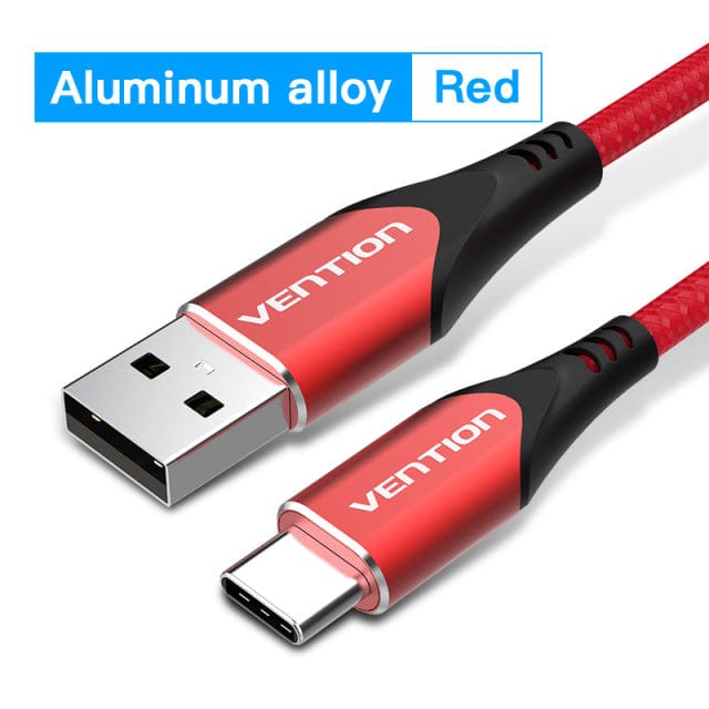 Vention Cotton Braided USB 2.0 A Male to C Male 3A Cable Aluminum Alloy Type