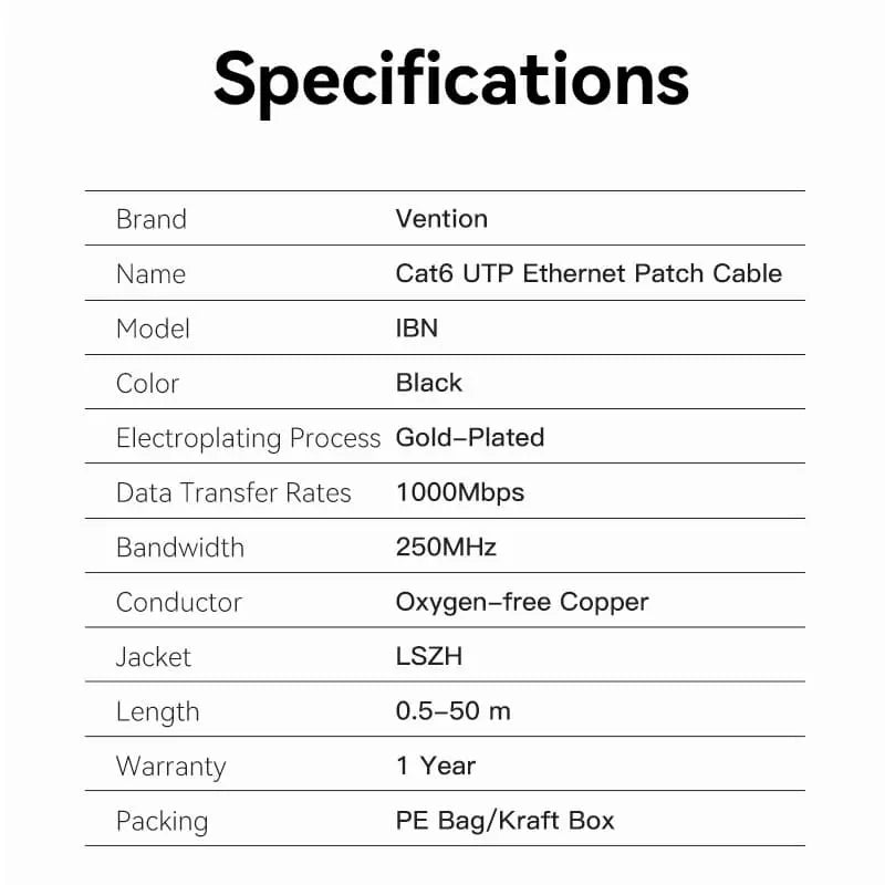 Vention LSZH Cat6 UTP Ethernet Patch Cable