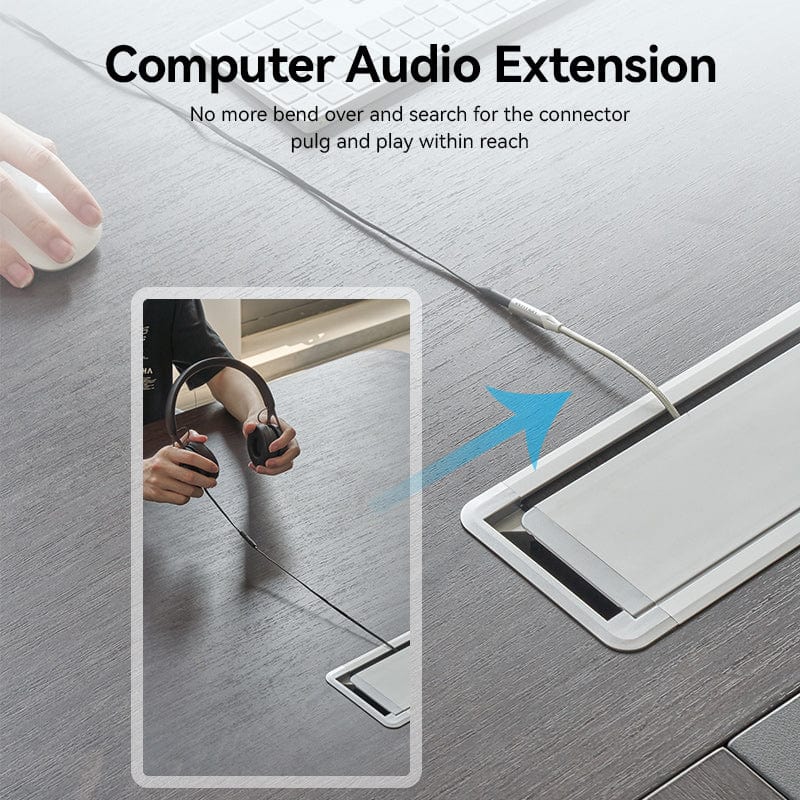 Vention Cotton Braided 3.5mm Male to 3.5mm Female Audio Extension Cable Silver Aluminum Alloy Type