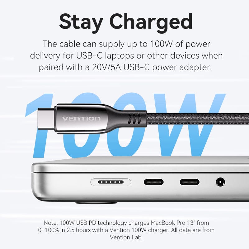 Vention Cotton Braided USB 2.0 C Male to C Male 5A Cable Zinc Alloy Type