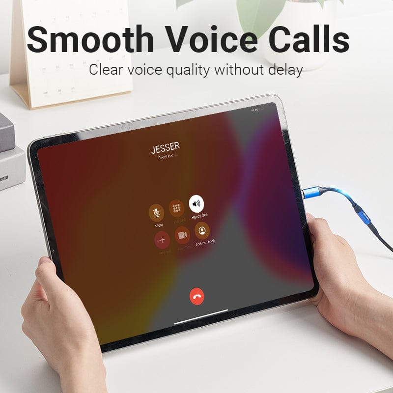 Cotton Braided USB-C Male to 3.5mm Female Audio Cable(DAC) 0.1M Blue Aluminum Alloy Type