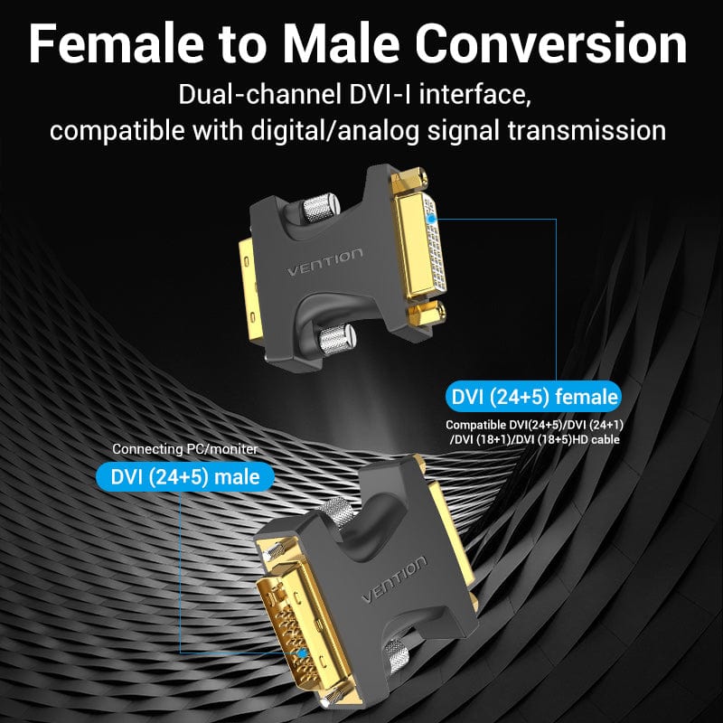 Vention DVI Male to Female Adapter Black
