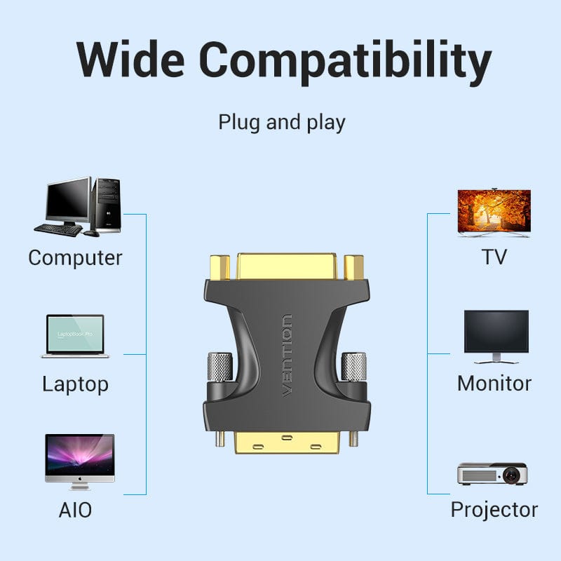 Vention DVI Male to Female Adapter Black