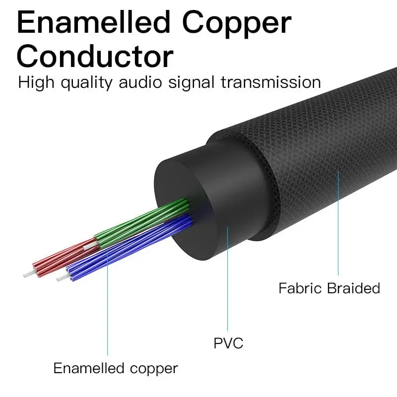 Vention Fabric Braided 3.5mm Male to Male Audio Cable Black Metal Type