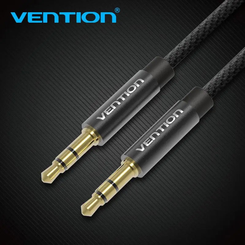 Vention Fabric Braided 3.5mm Male to Male Audio Cable Black Metal Type
