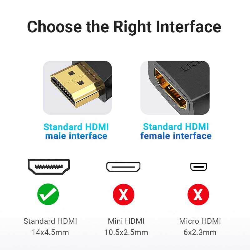 Vention HDMI™ 270 Degree Male to Female Vertical Flat Adapter Black